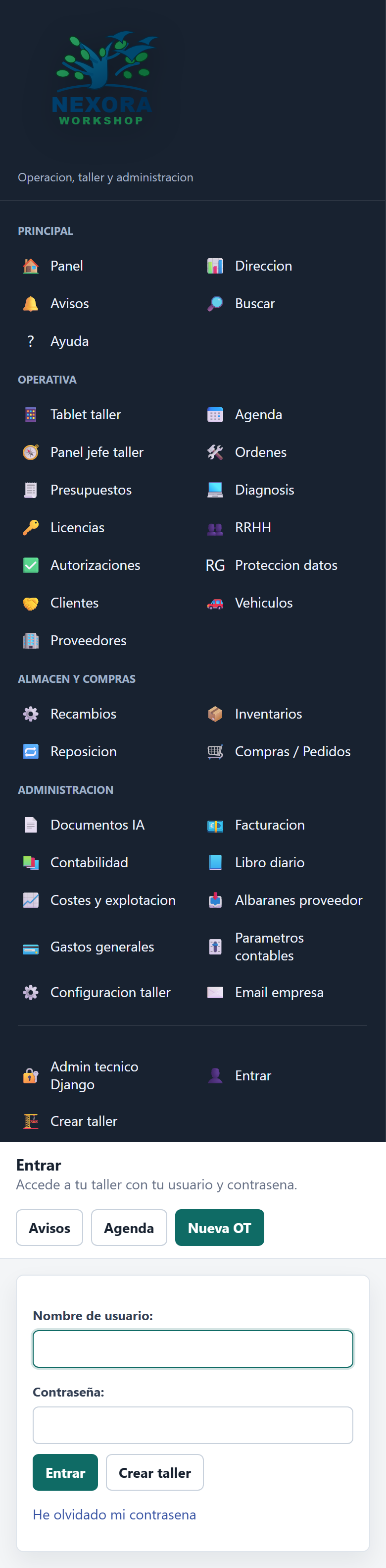 Login móvil